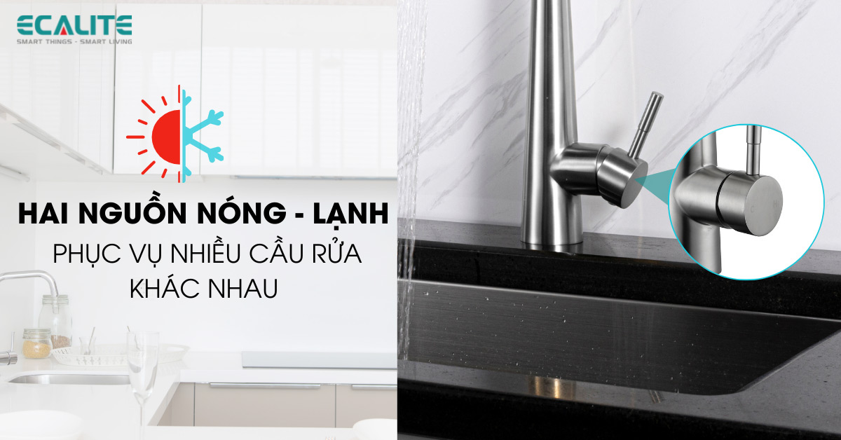 Hai chế độ nóng lạnh của vòi rửa chén Ecalite EF-K149S