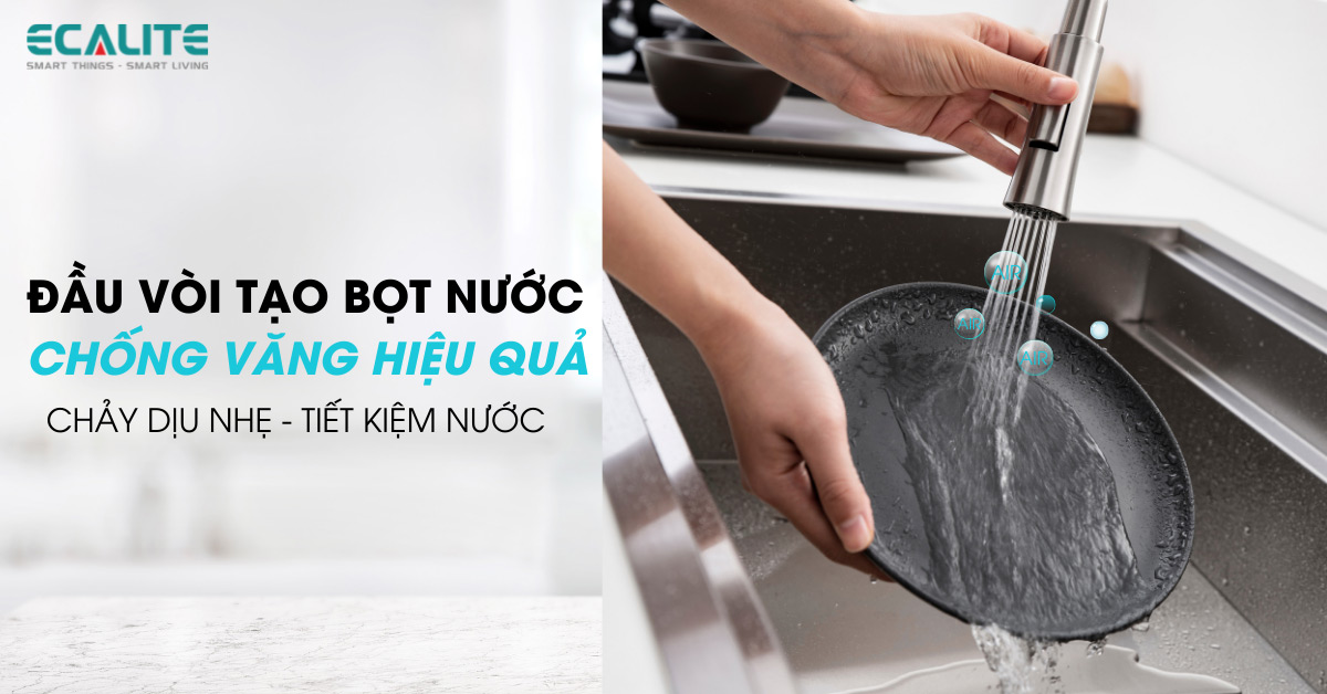 Đầu vòi tạo bọt nước trên vòi dây rút Ecalite