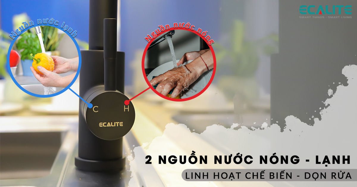 Vòi rửa chén EF-K185B sử dụng được 2 nguồn nước nóng - lạnh