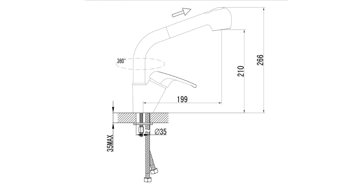 vòi rửa chén nóng lạnh Ecalite EF-H013C thông số kỹ thuật