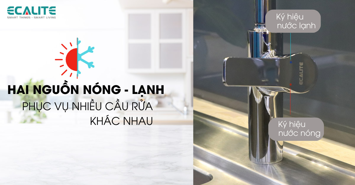 Vòi rửa chén nóng lạnh Ecalite EF-H073C hai nguồn nước nóng-lạnh