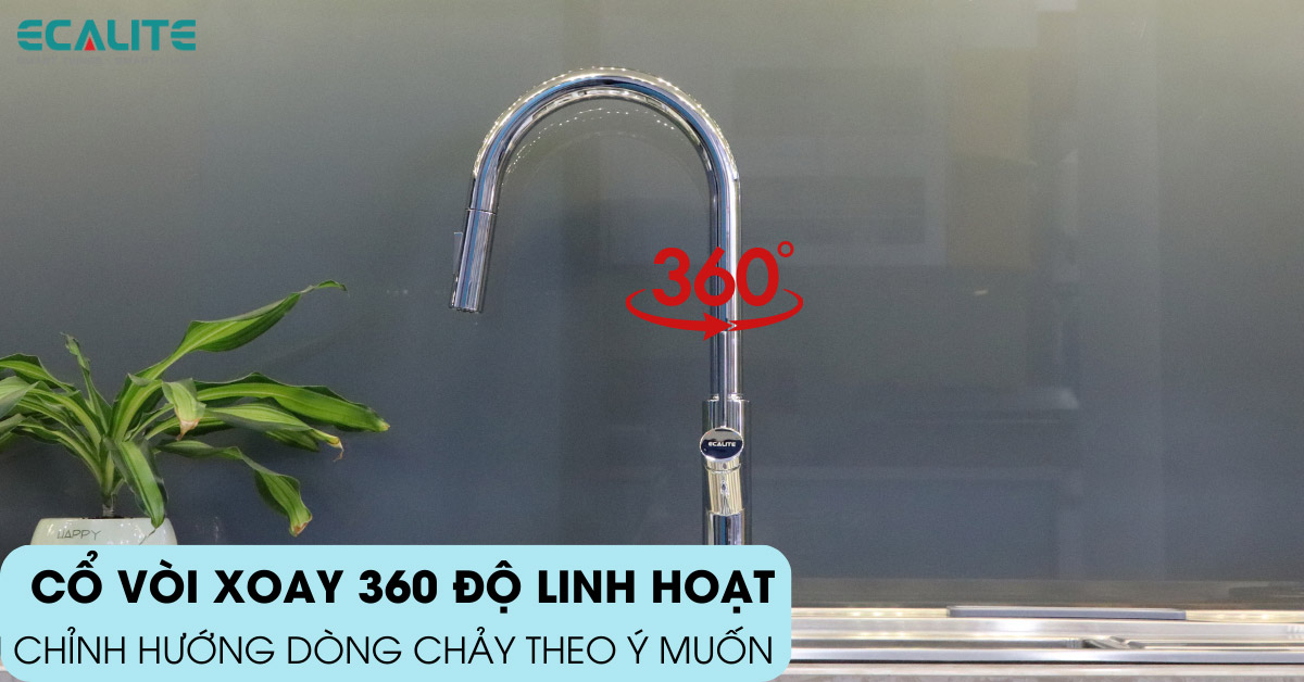 Vòi rửa chén nóng lạnh Ecalite EF-H110C cổ vòi xoay 360 độ linh hoạt