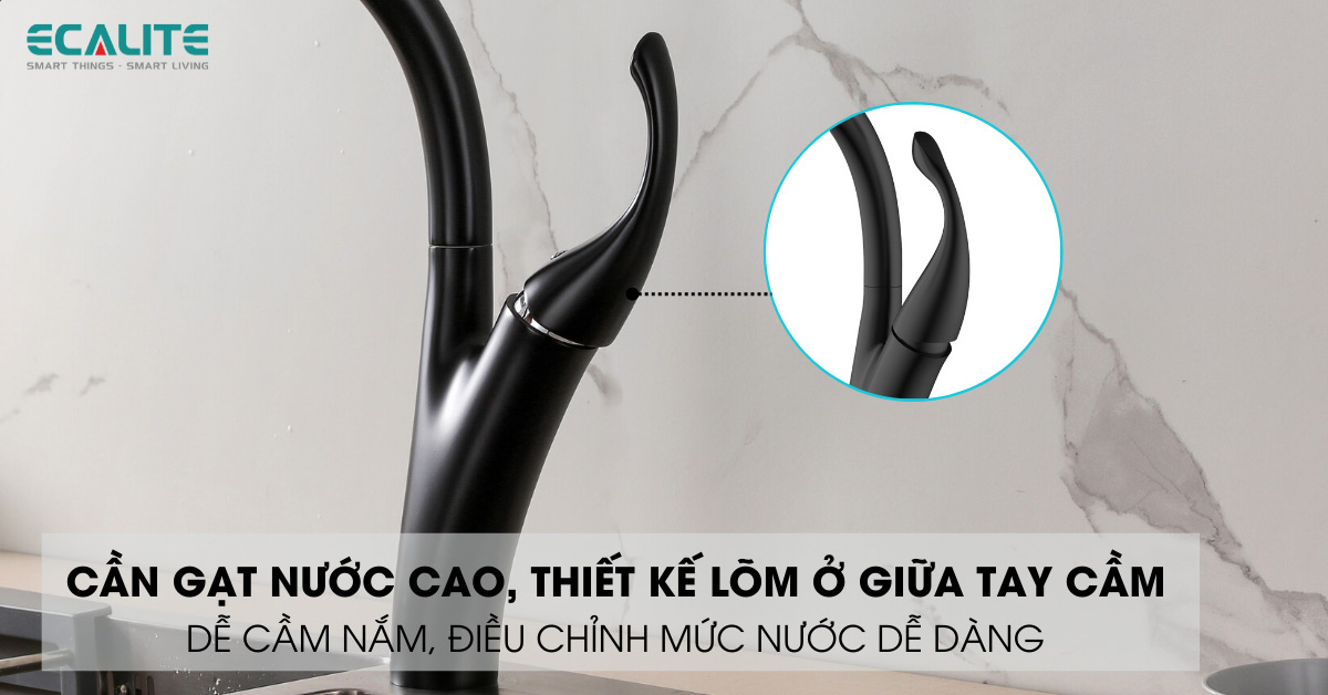 Tay gạt nước vòi rửa chén nóng lạnh Ecalite