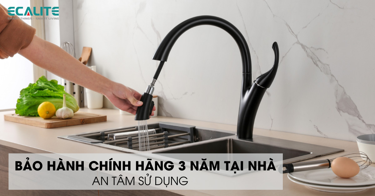 Ecalite bảo hành vòi dây rút EF-K624B 3 năm