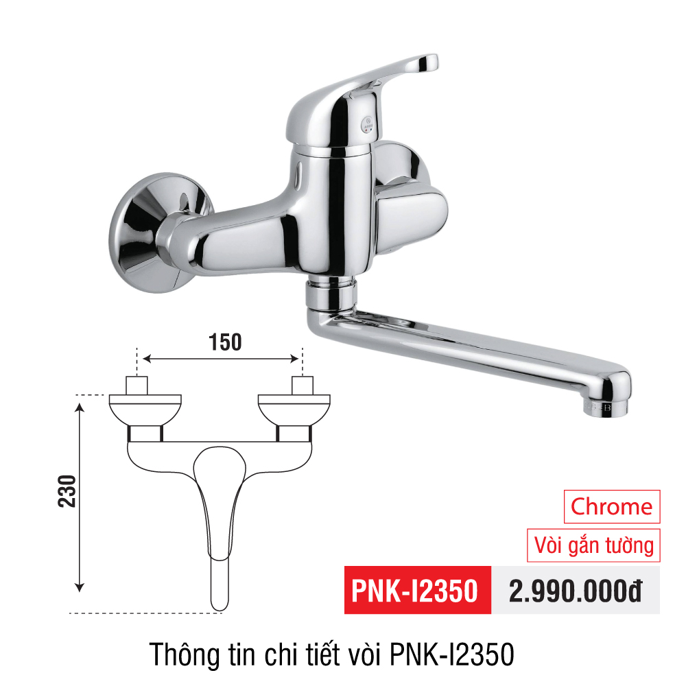 vòi rửa mạ crom PONA PNK-I2350