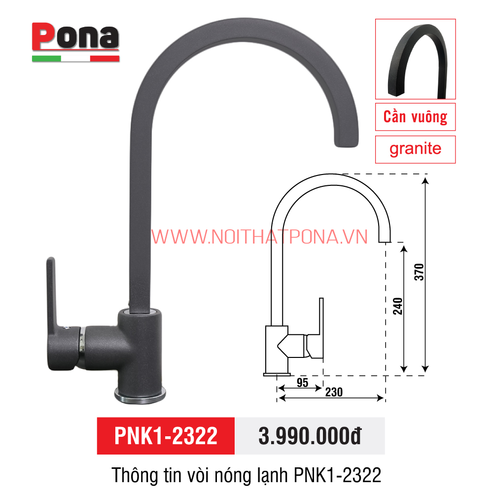 vòi rửa chén nóng lạnh mạ đá granite PNK1-2322