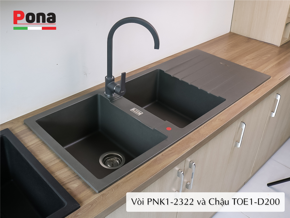 vòi rửa chén nóng lạnh mạ đá granite PNK1-2322