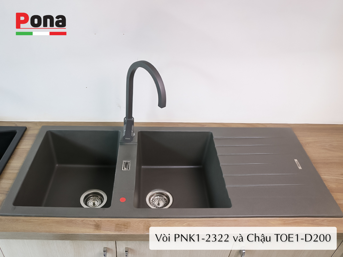 vòi rửa chén nóng lạnh mạ đá granite PNK1-2322