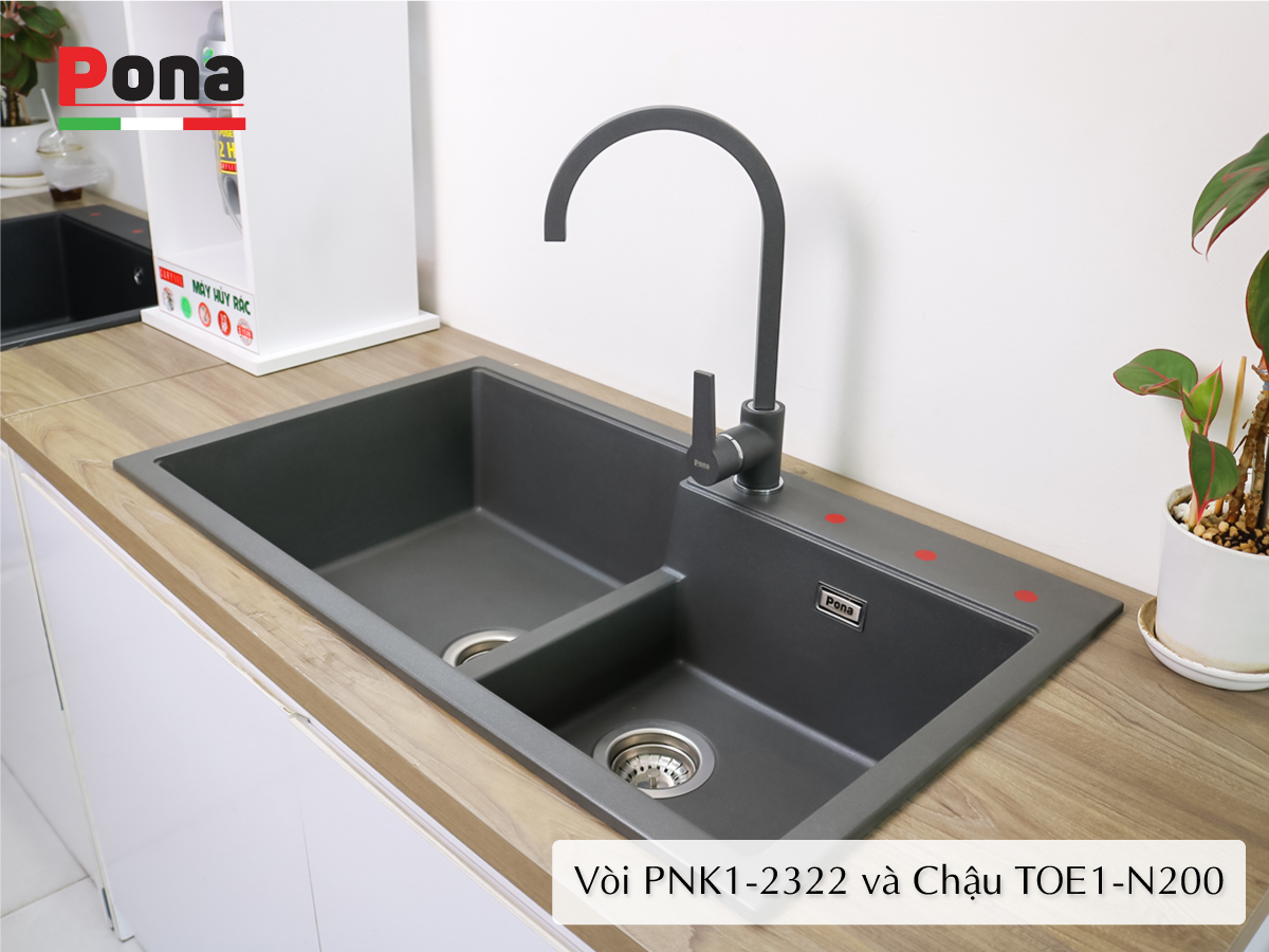 vòi rửa chén nóng lạnh mạ đá granite PNK1-2322