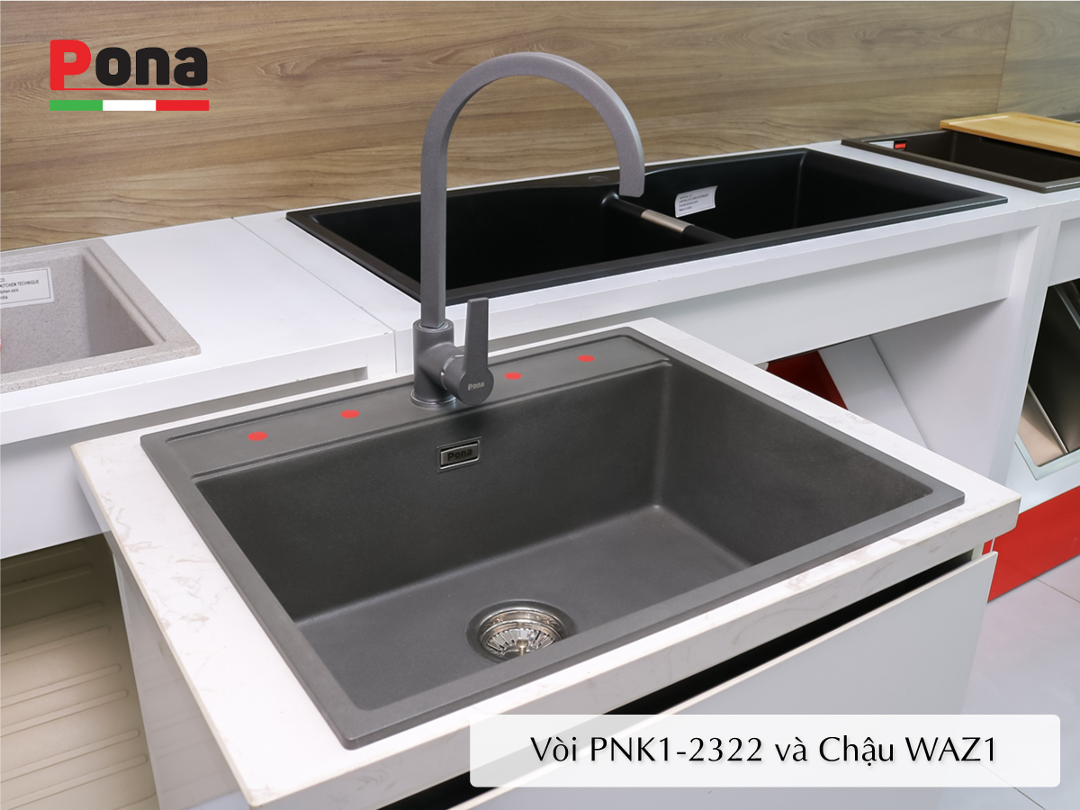 vòi rửa chén nóng lạnh mạ đá granite PNK1-2322