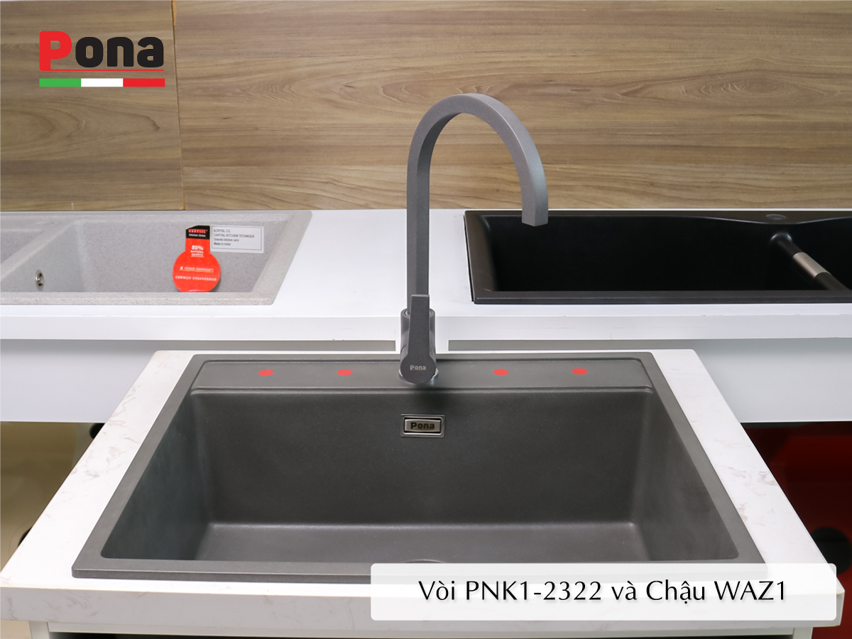 vòi rửa chén nóng lạnh mạ đá granite PNK1-2322