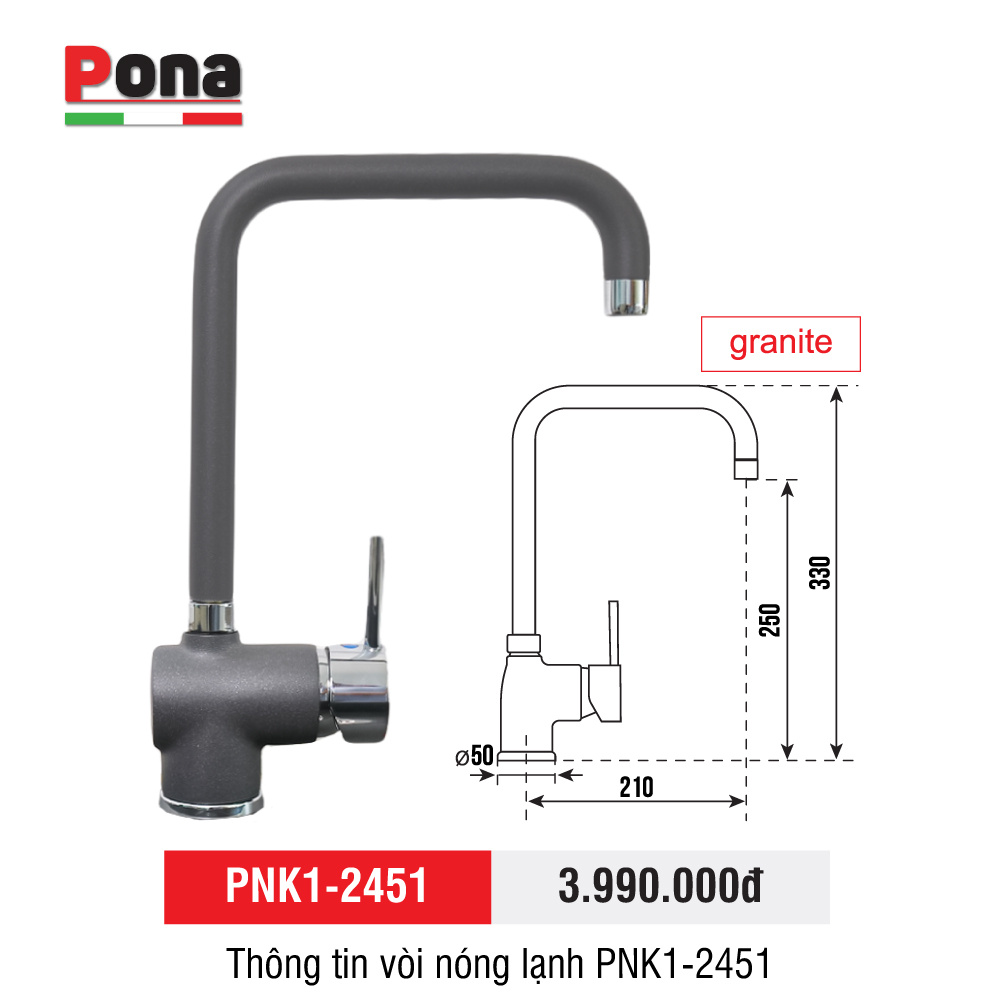 vòi rửa chén nóng lạnh mạ đá granite PNK1-2451