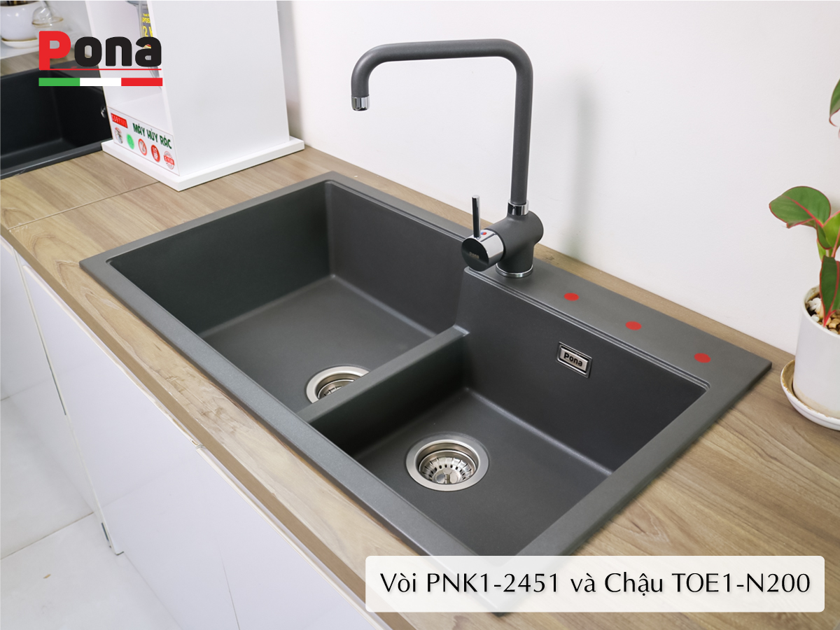 vòi rửa chén nóng lạnh mạ đá granite PNK1-2451