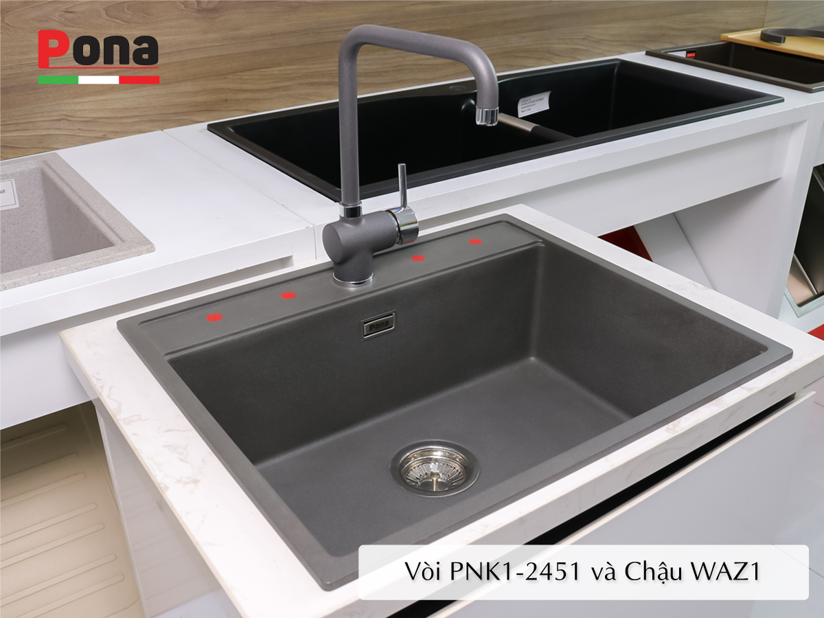 vòi rửa chén nóng lạnh mạ đá granite PNK1-2451