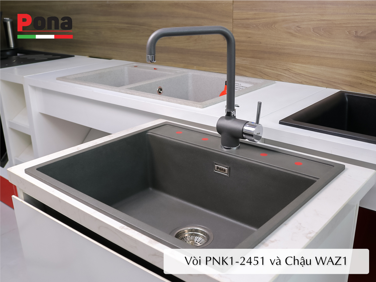 vòi rửa chén nóng lạnh mạ đá granite PNK1-2451