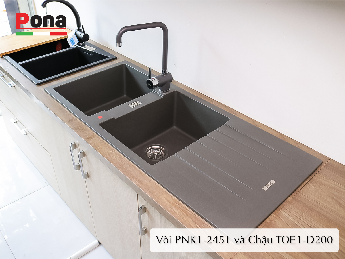 vòi rửa chén nóng lạnh mạ đá granite PNK1-2451