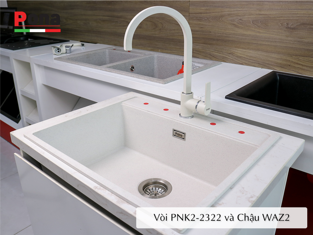 vòi rửa chén nóng lạnh mạ đá granite PONA PNK2-2322