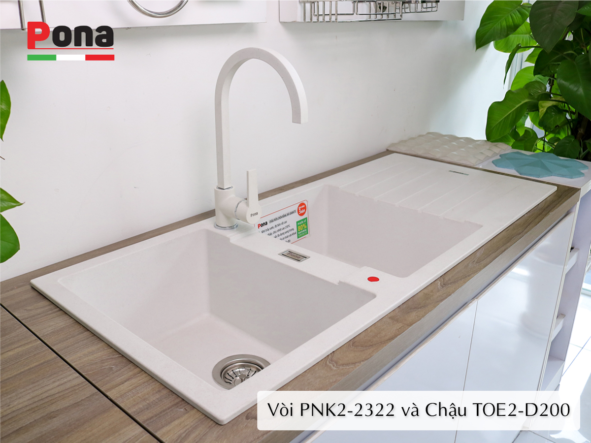 vòi rửa chén nóng lạnh mạ đá granite PONA PNK2-2322