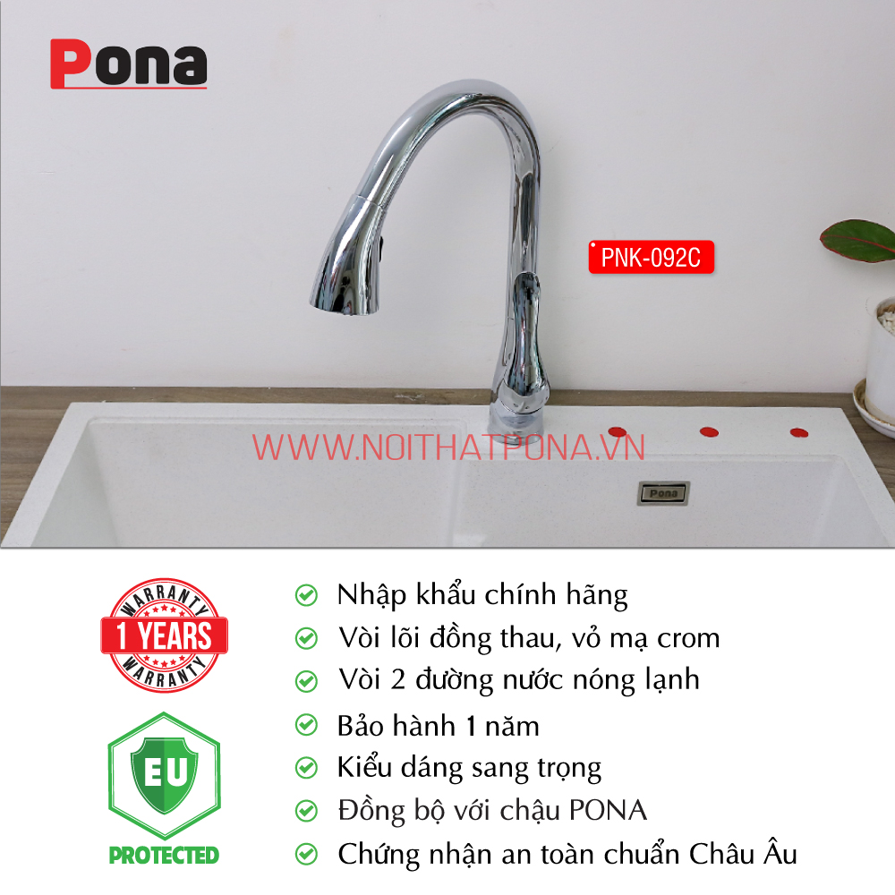 vòi rửa chén nóng lạnh có thể rút PONA PNK-092C