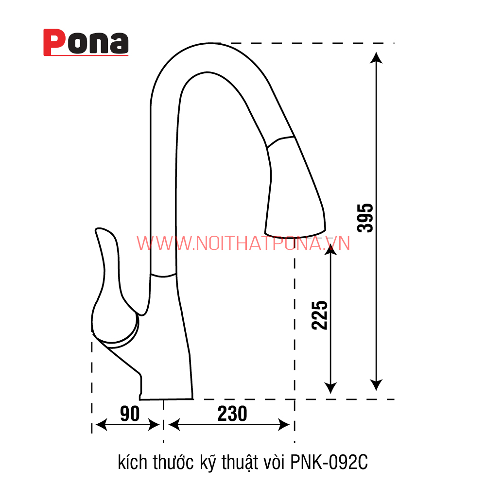 vòi rửa chén nóng lạnh có thể rút PONA PNK-092C