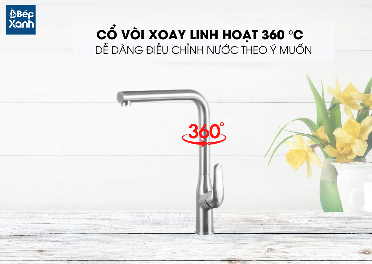 Cổ vòi xoay linh hoạt 360 độ