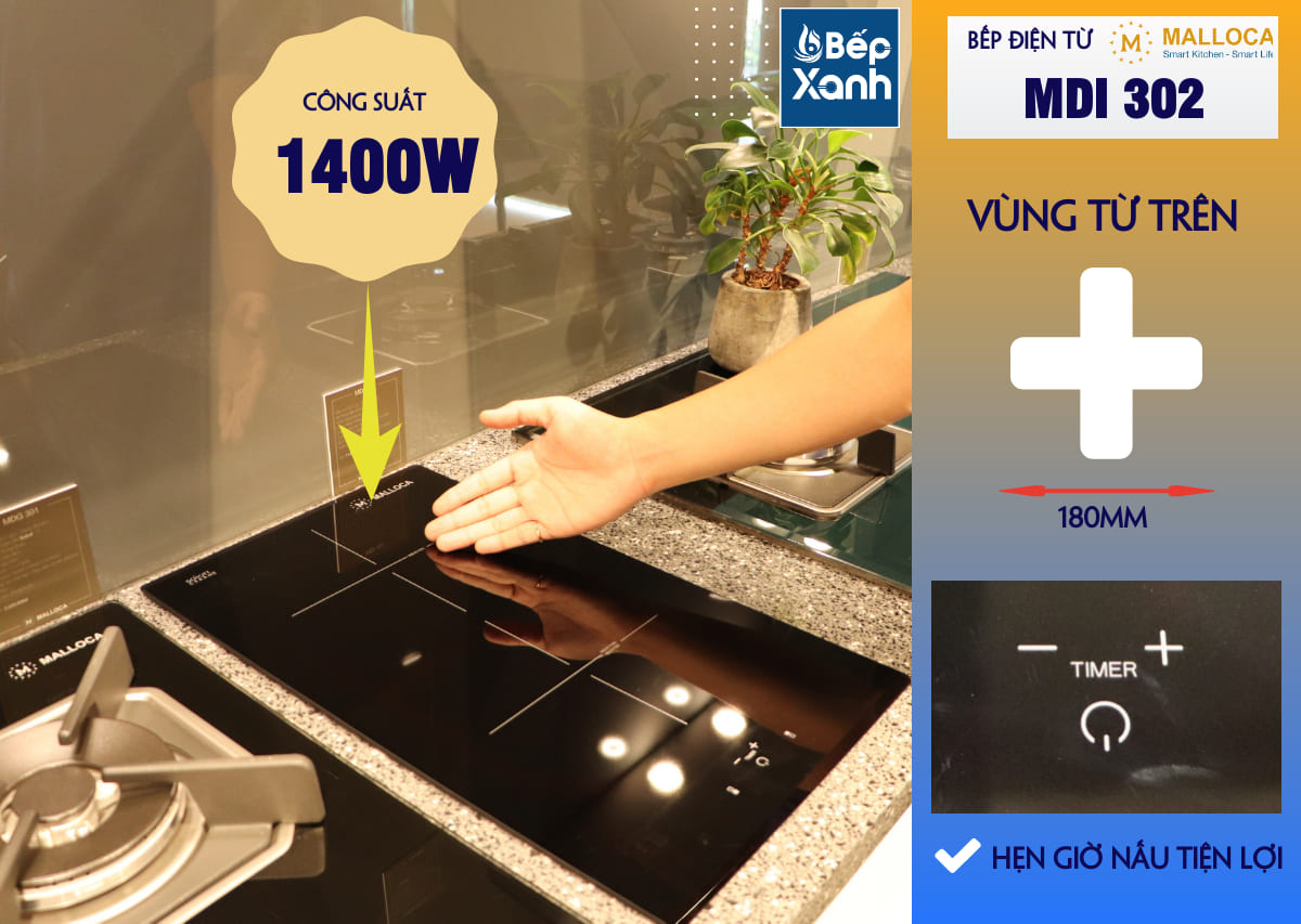 vùng trên bếp 2 từ malloca mdi 302