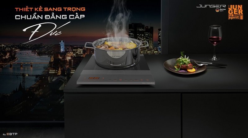 Bếp từ đơn Junger CEJ-106-I sở hữu thiết kế hiện đại chuẩn đẳng cấp Đức nâng tầm không gian sống.
