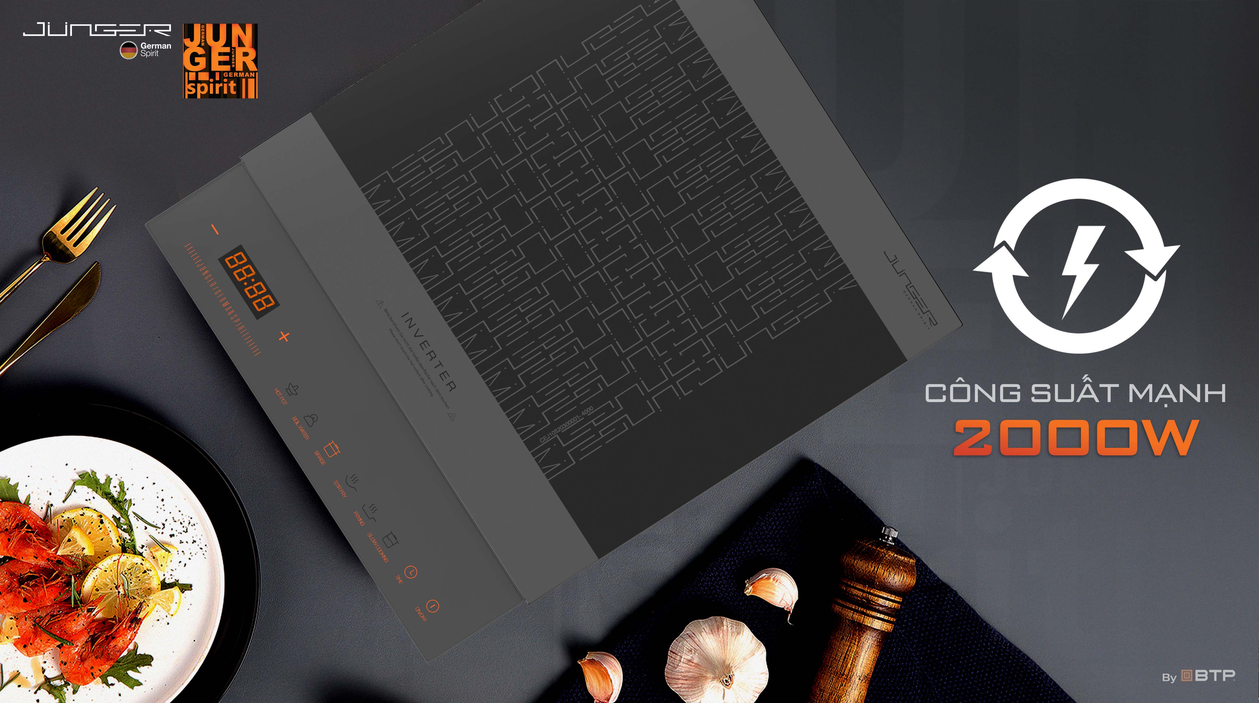 CEJ-106-I giúp kiểm soát nhiệt tối ưu với 9 mức cài đặt công suất phù hợp cho mọi món ăn, cùng công nghệ Inverter siêu tiết kiệm điện.