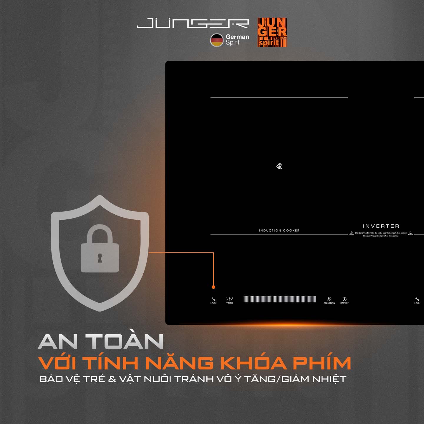 Junger MTD-71 được trang bị rất nhiều tính năng thông minh, đảm bảo an toàn tuyệt đối cho bếp và người sử dụng.
