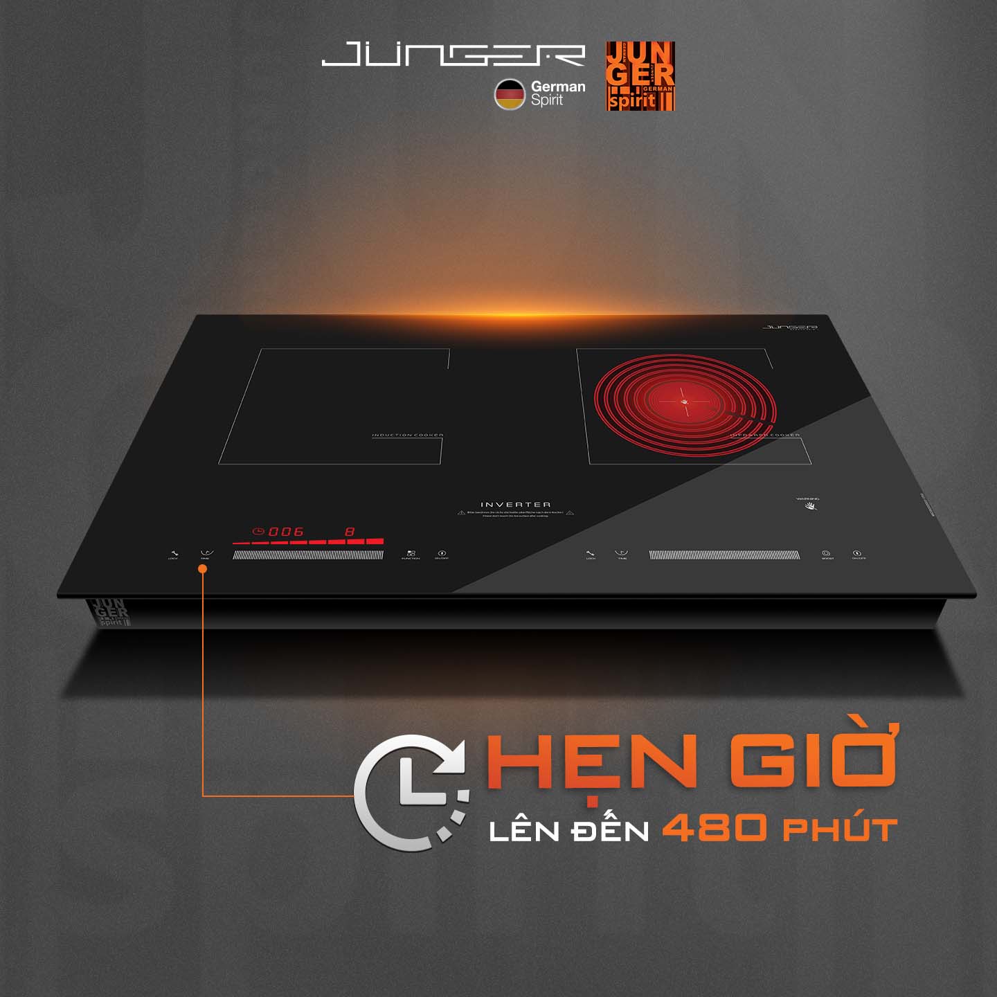 Junger NKD-20 được trang bị rất nhiều tính năng thông minh mang lại sự tiện lợi và đảm bảo an toàn tuyệt đối cho bếp và người sử dụng.